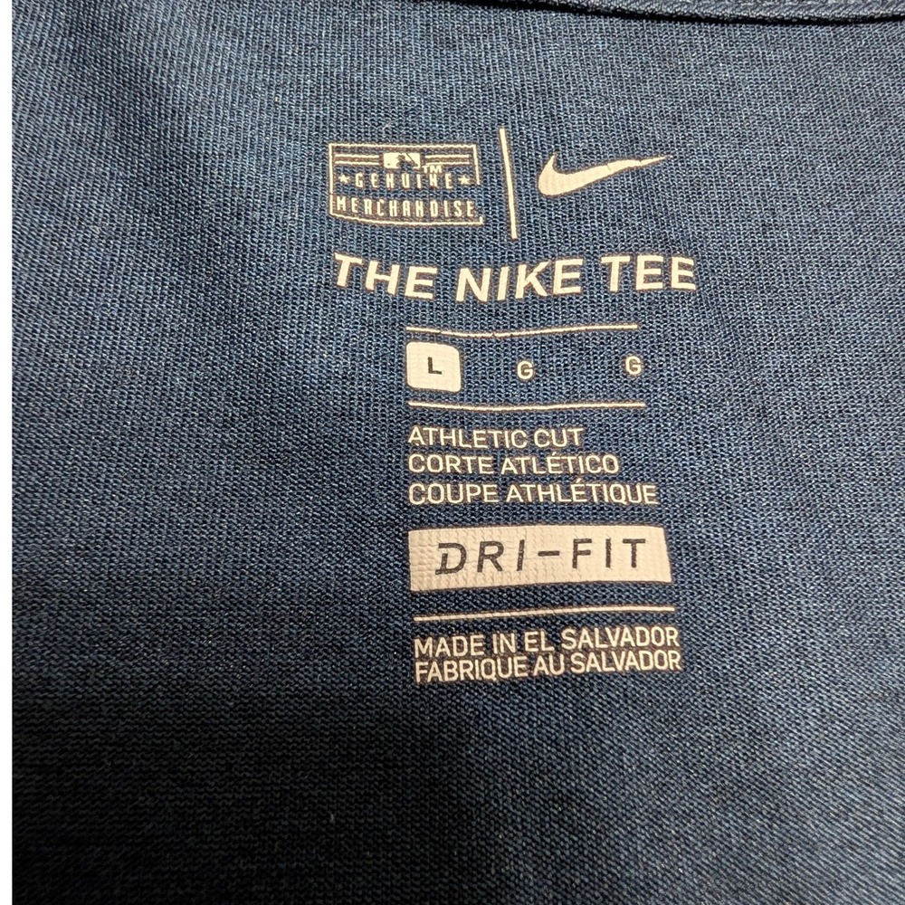 Nike Atlanta Braves Dri-Fit V-Neck T-Shirt Navy Blue MLB Graphic‎ Tee Size Large - Picture 3 of 7